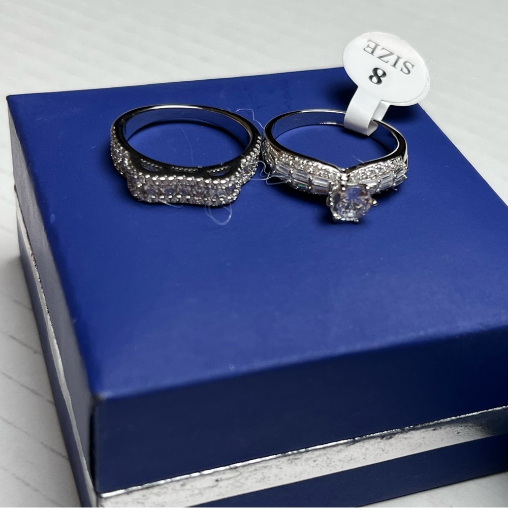 New Engagement ring set for women‎ Size 8 silver (Gold Laminated)